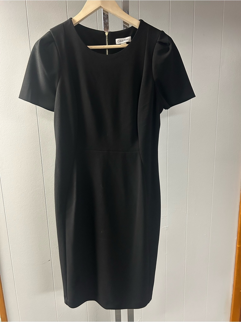 Calvin Klein Little Black Dress Short Sleeve Sheath Dress 12